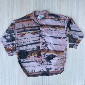 Vintage CAFE styled in Italy men's VTG tie dye button down cotton shirt size XL